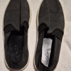 Vince Textured Black Slip-On Sneakers